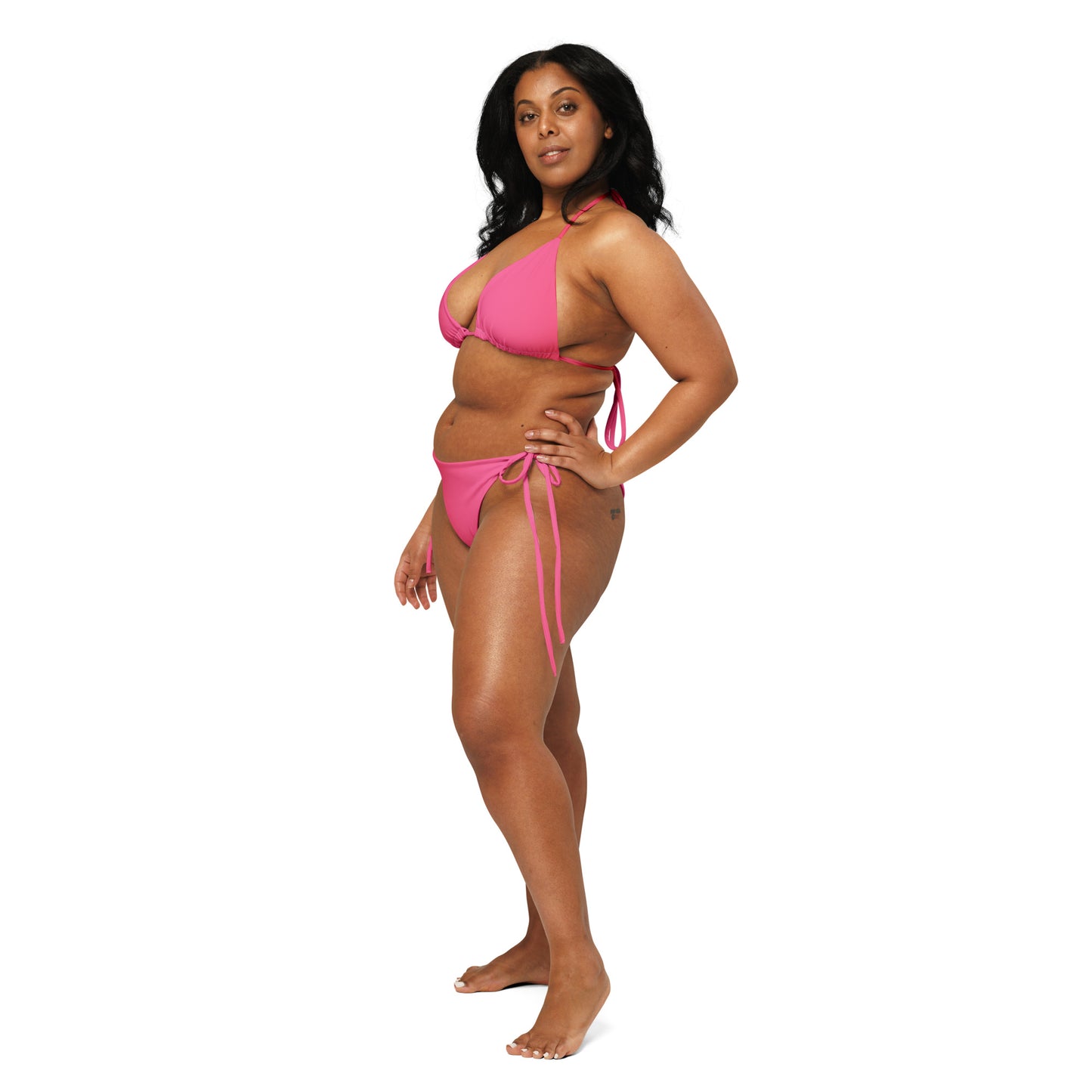 Women's Pink Print Recycled String Bikini - Eco-Friendly Swimwear