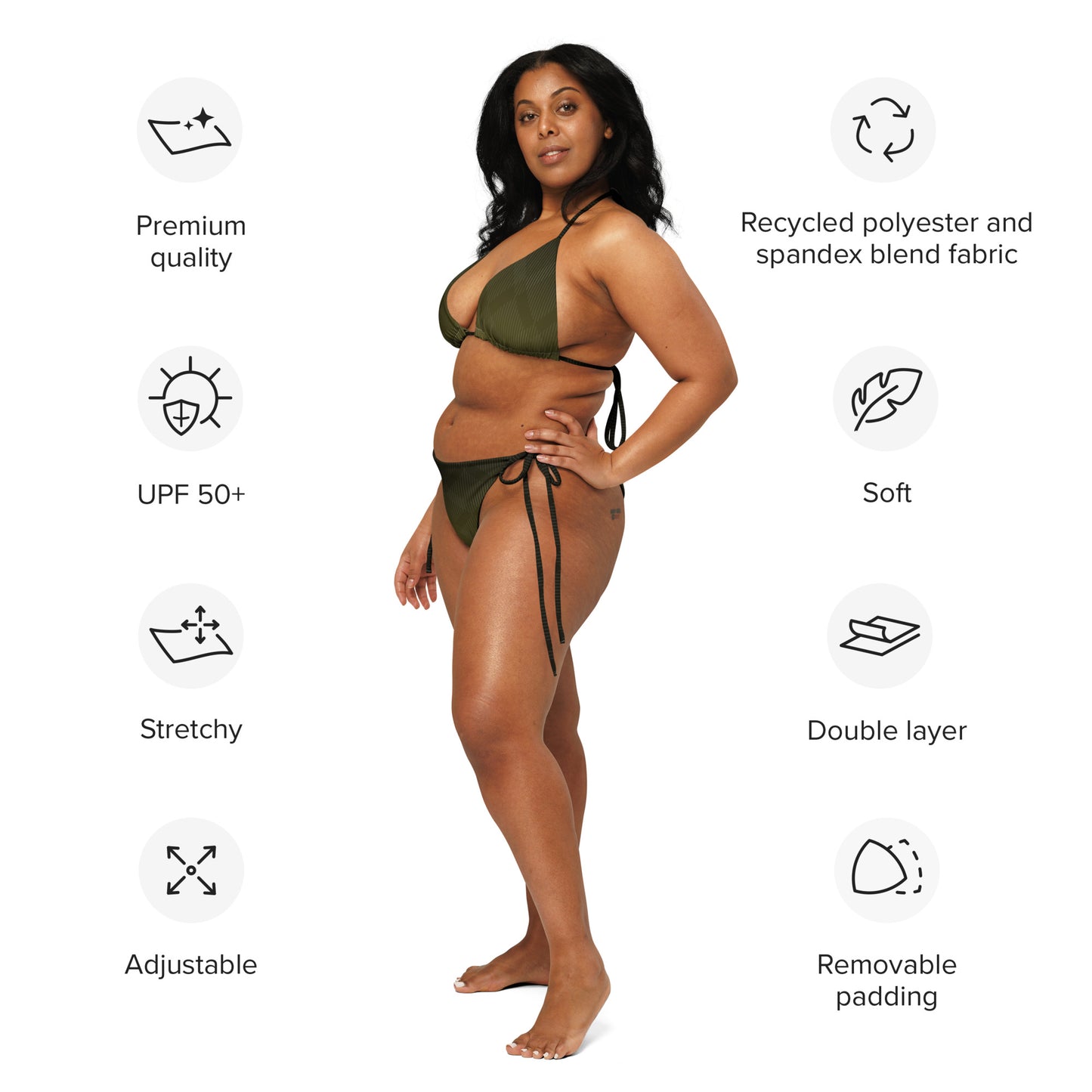 Olive Green String Bikini | Eco-Friendly Swimwear for Women