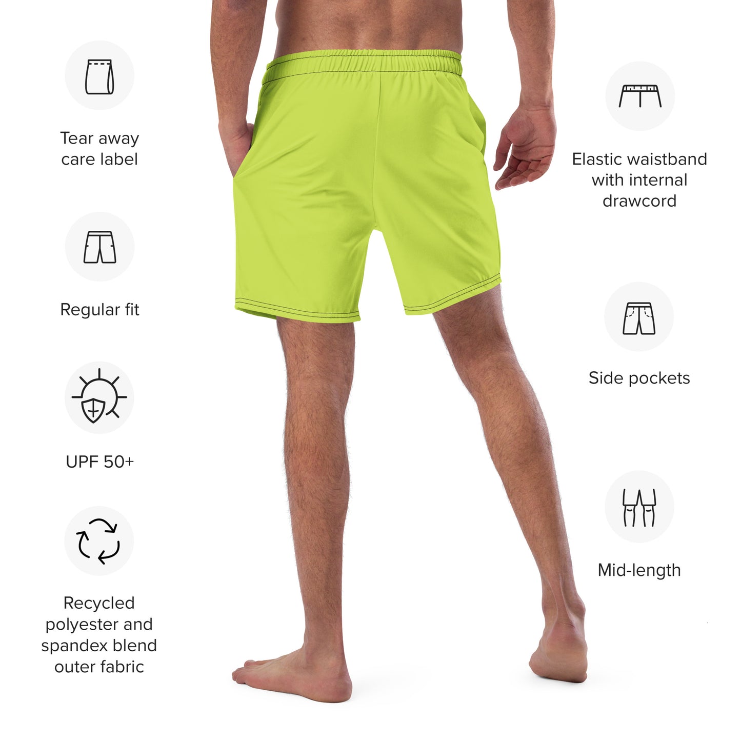 Men's Recycled Swim Trunks Vibrant Green | Eco-Friendly Summer