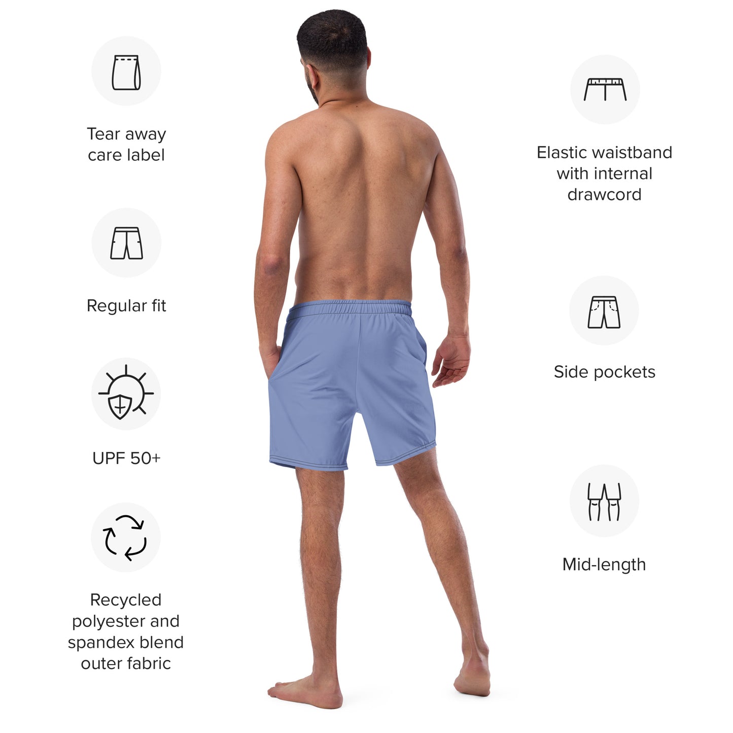 Eco-Friendly Recycled Swim Trunks Lavender - Performance Swimwear