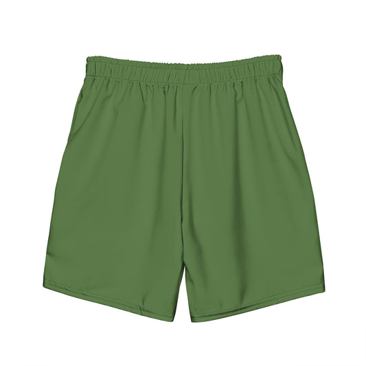 Eco-Friendly Men's Swim Trunks - Pure Pine Green Performance Swimwear -