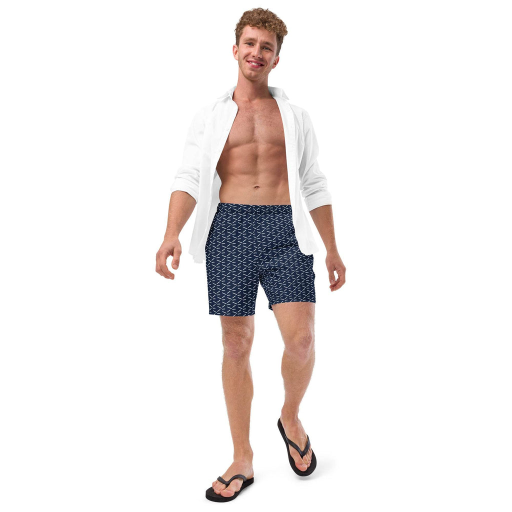 Men's Recycled Swim Trunks - Blue Pattern for Summer Collection - HOPE Athlete Apparel & Wellness 