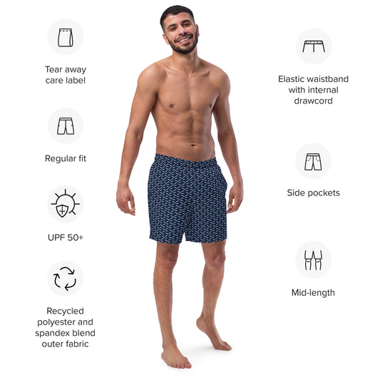 Men's Recycled Swim Trunks Blue Pattern | Summer Collection