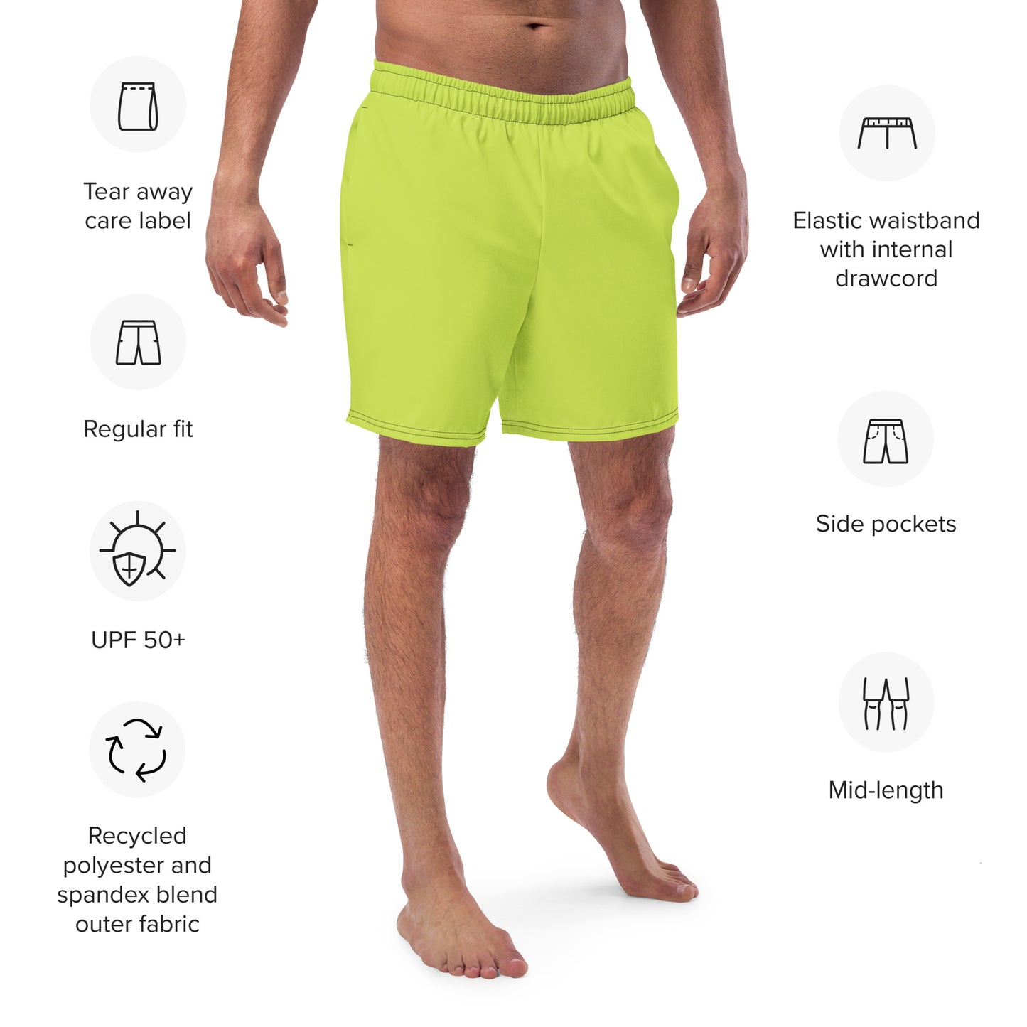 Men's Recycled Swim Trunks Vibrant Green | Eco-Friendly Summer