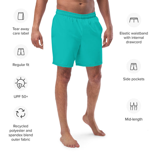 Men's Recycled Swim Trunks AQUA | Summer Collection Eco-Friendly Swimwear