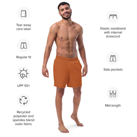Recycled Swim Trunks Brown Nature - Eco-Friendly Performance Swimwear
