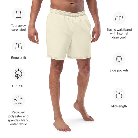 Recycled Swim Trunks Dirty White - Eco-Friendly Performance Swimwear