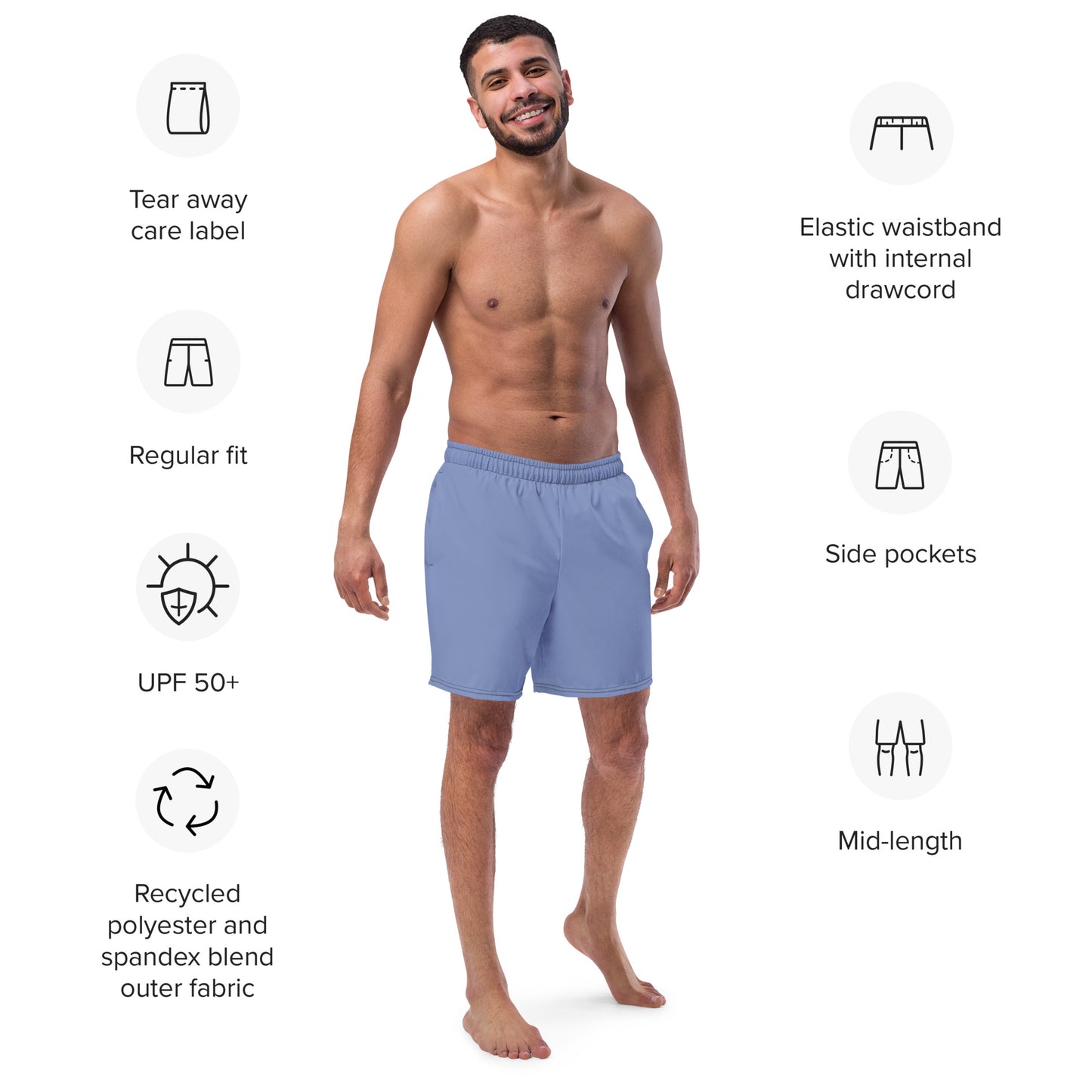 Eco-Friendly Recycled Swim Trunks Lavender - Performance Swimwear