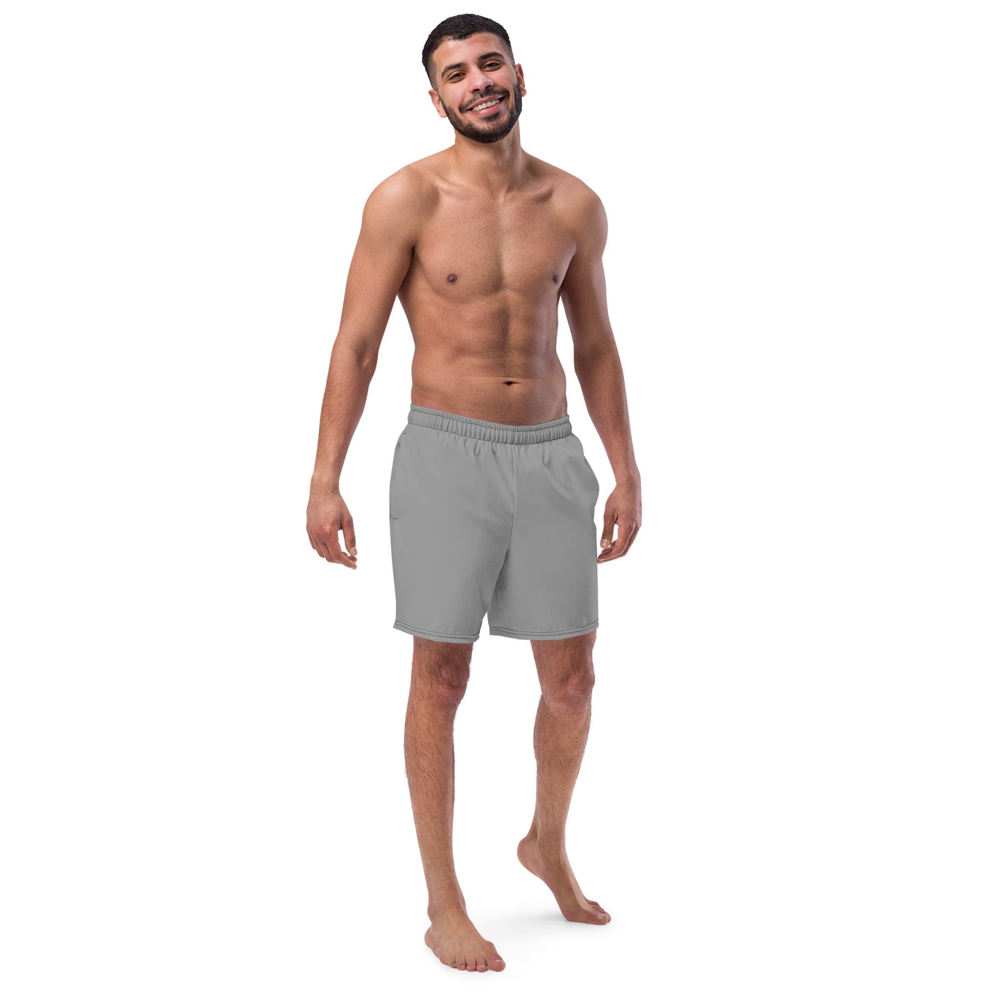 Recycled Gray Men's Swim Trunks - Eco-Friendly Performance Gear -