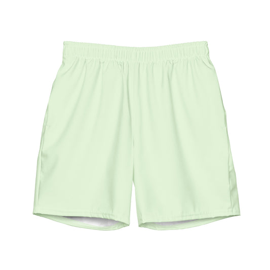 Eco-Friendly Recycled Men's Swim Trunks - Mint Green Performance Swimwear -