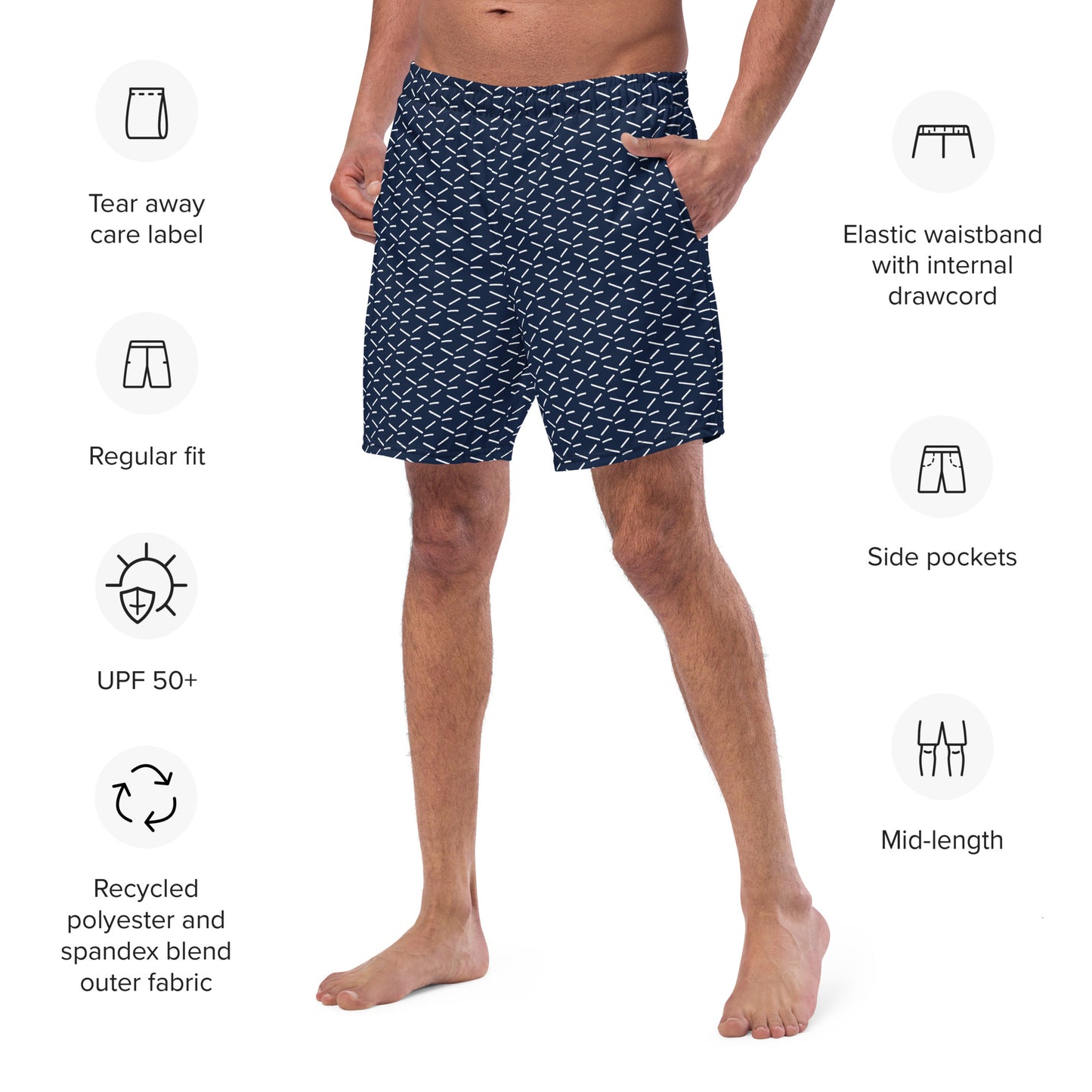 Men's Recycled Swim Trunks Blue Pattern | Summer Collection