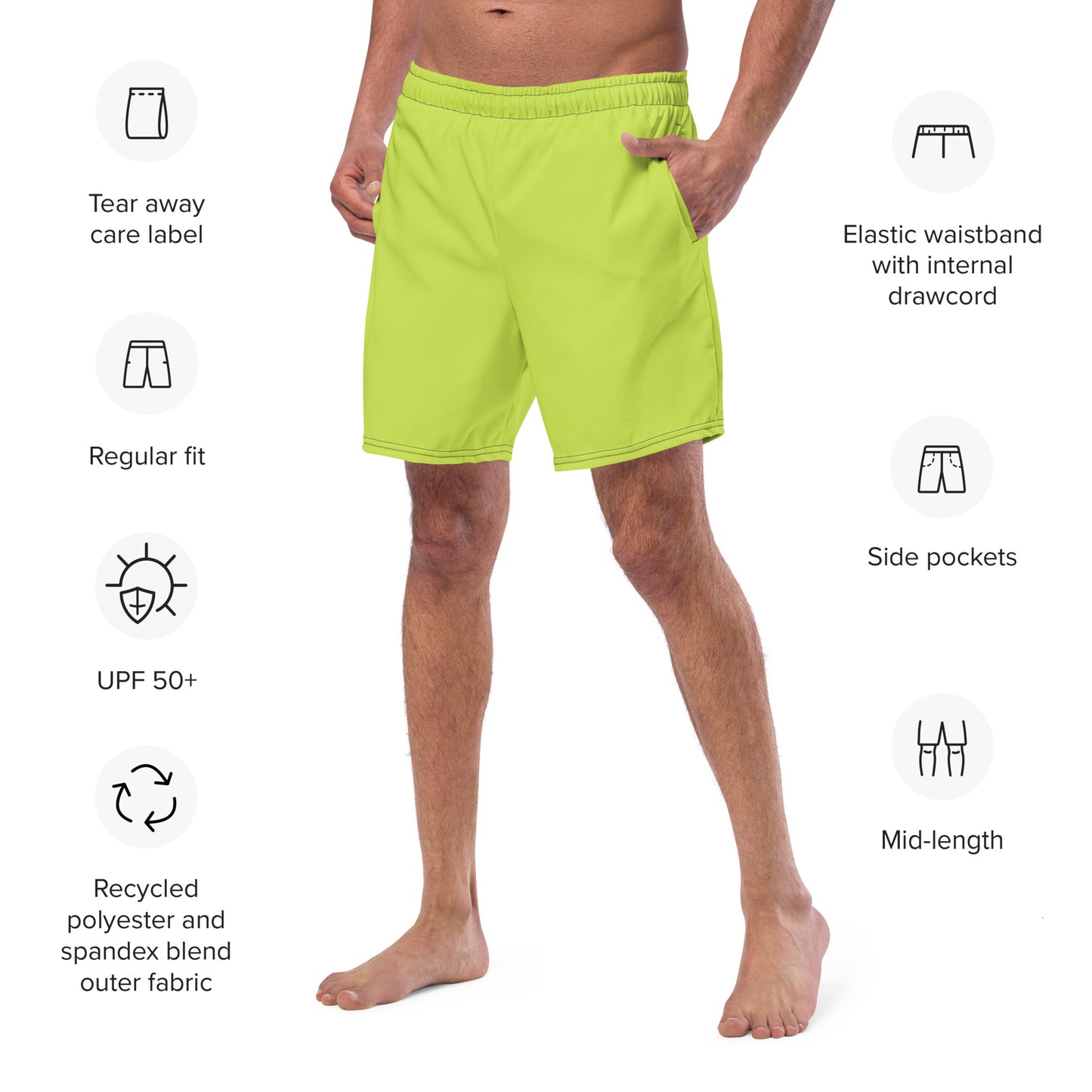 Men's Recycled Swim Trunks Vibrant Green | Eco-Friendly Summer