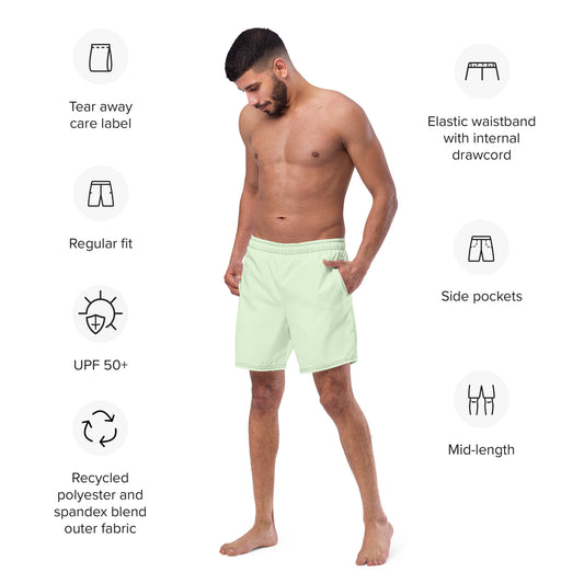 Eco-Friendly Recycled Swim Trunks Mint Green - Performance Swimwear