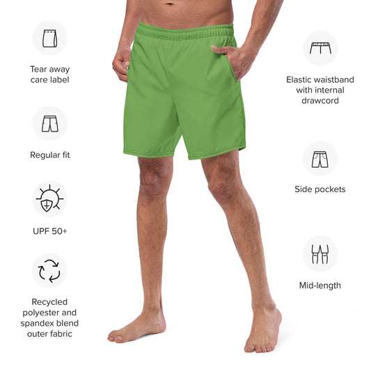 Eco-Friendly Recycled Swim Trunks Pure Pine Green - Performance Swimwear