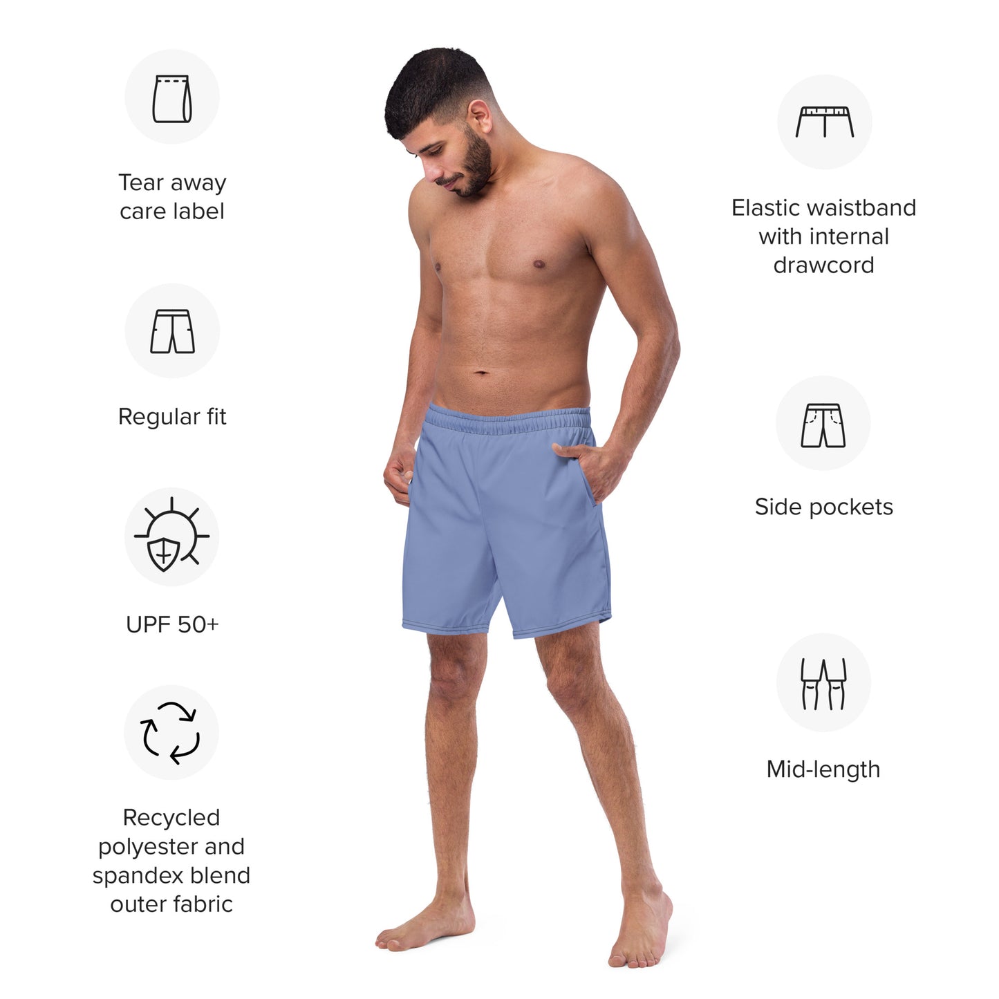 Eco-Friendly Recycled Swim Trunks Lavender - Performance Swimwear