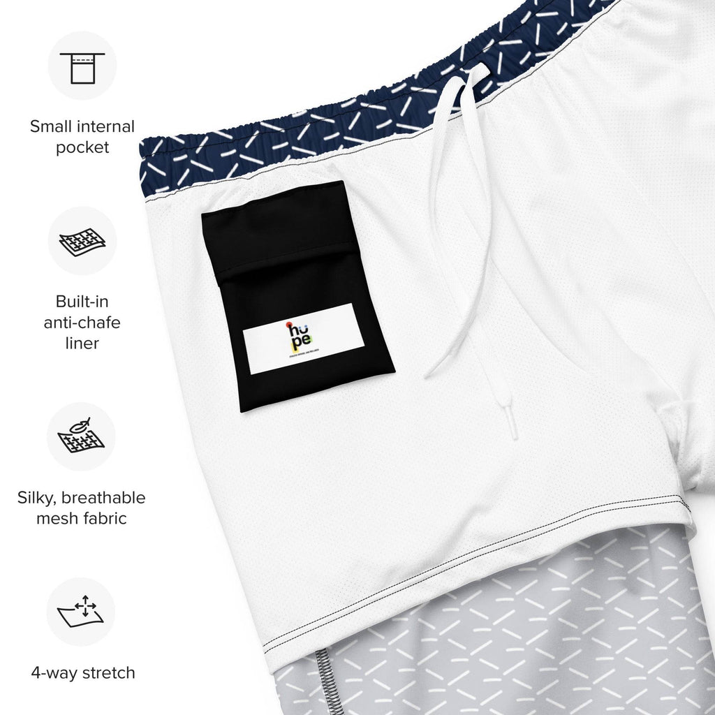 Men's Recycled Swim Trunks - Blue Pattern for Summer Collection - HOPE Athlete Apparel & Wellness 