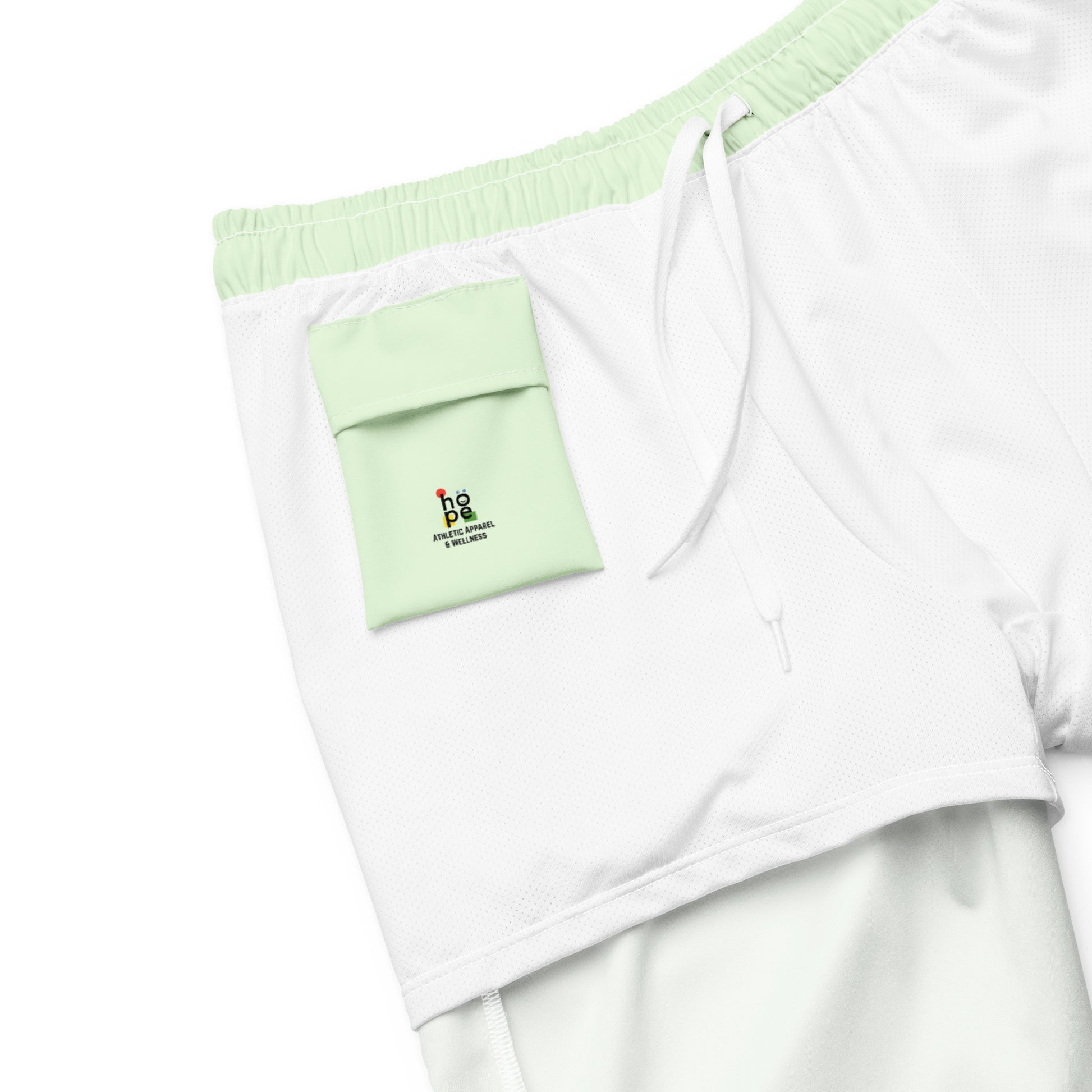 Eco-Friendly Recycled Men's Swim Trunks - Mint Green Performance Swimwear -