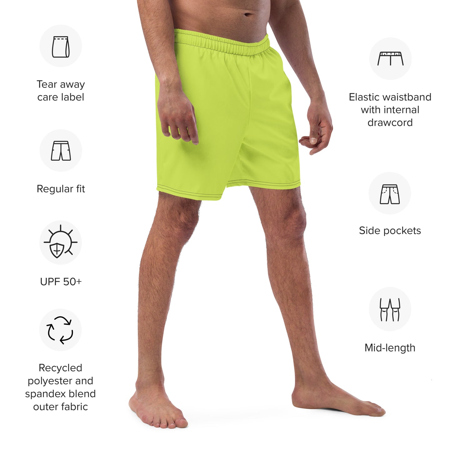 Men's Recycled Swim Trunks Vibrant Green | Eco-Friendly Summer
