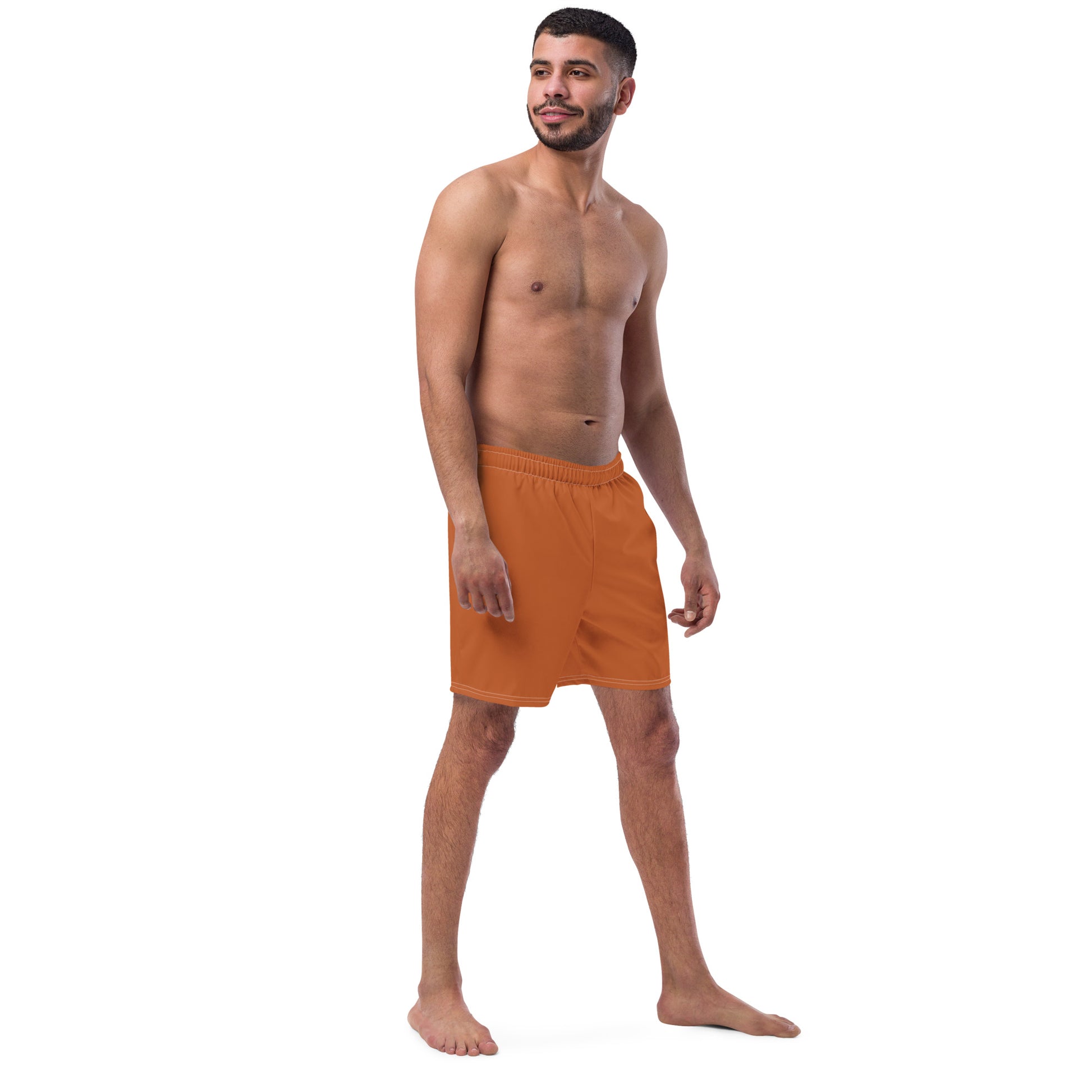 Eco-Friendly Men's Swim Trunks - Recycled Brown Nature Performance Swimwear -
