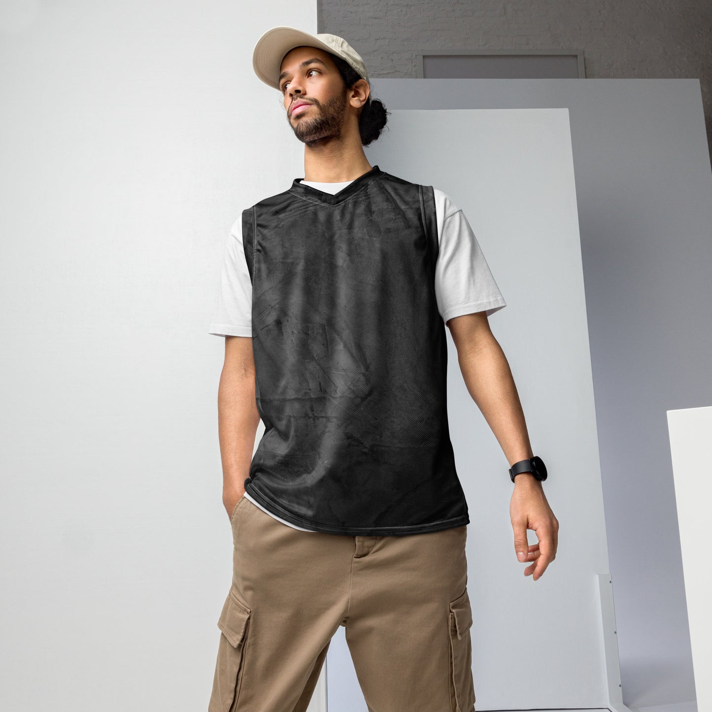 Men's Basketball Jersey Recycled Smoke Gray - Pain at First | Unique Design