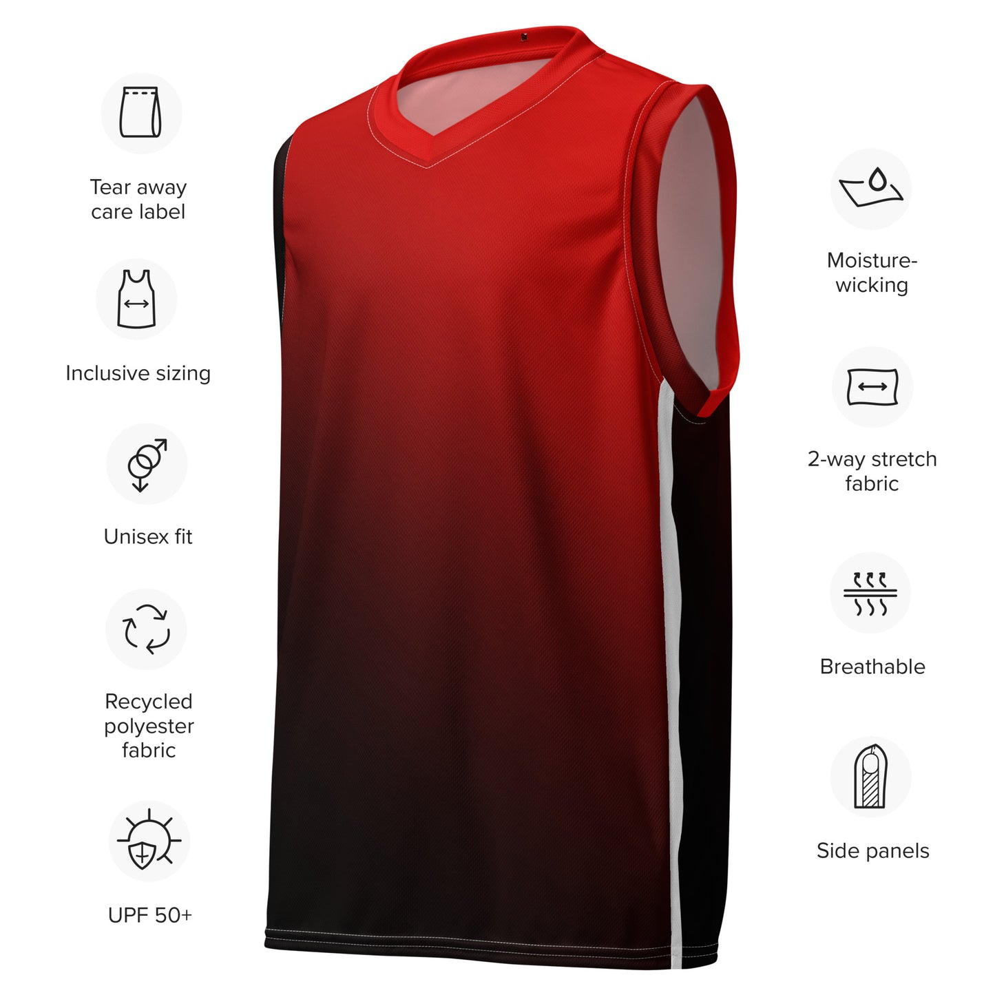 Men's Basketball Jersey Red & Black Summer Collection | Recycled Jerseys