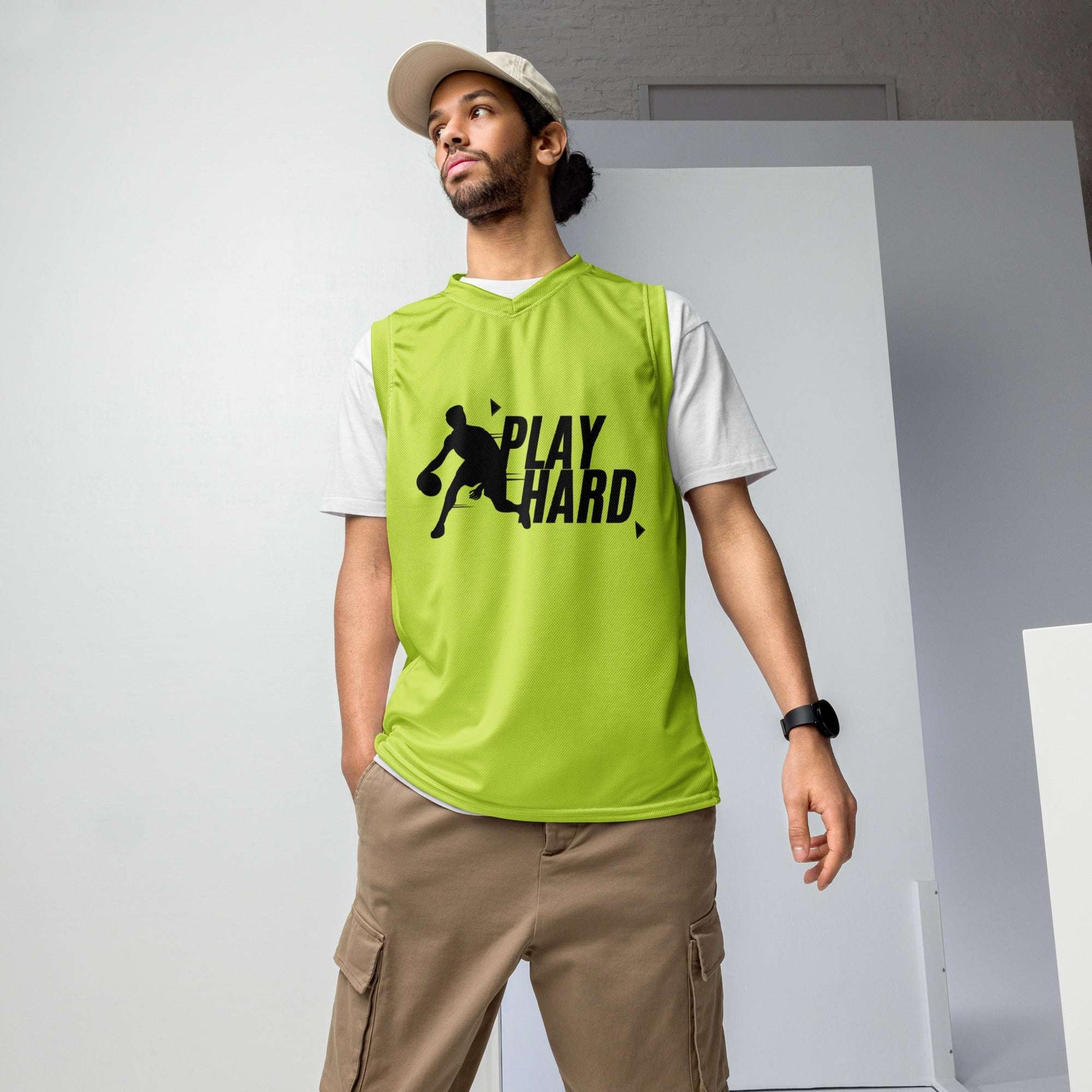 Men's Recycled Basketball Jersey- Play Hard -