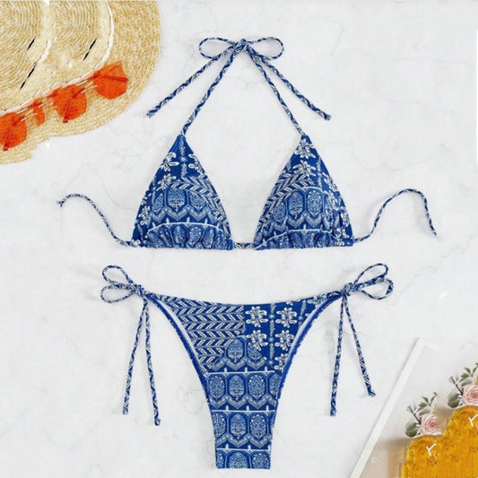 Split Bikini Swimsuit - Printing & Stitching Details