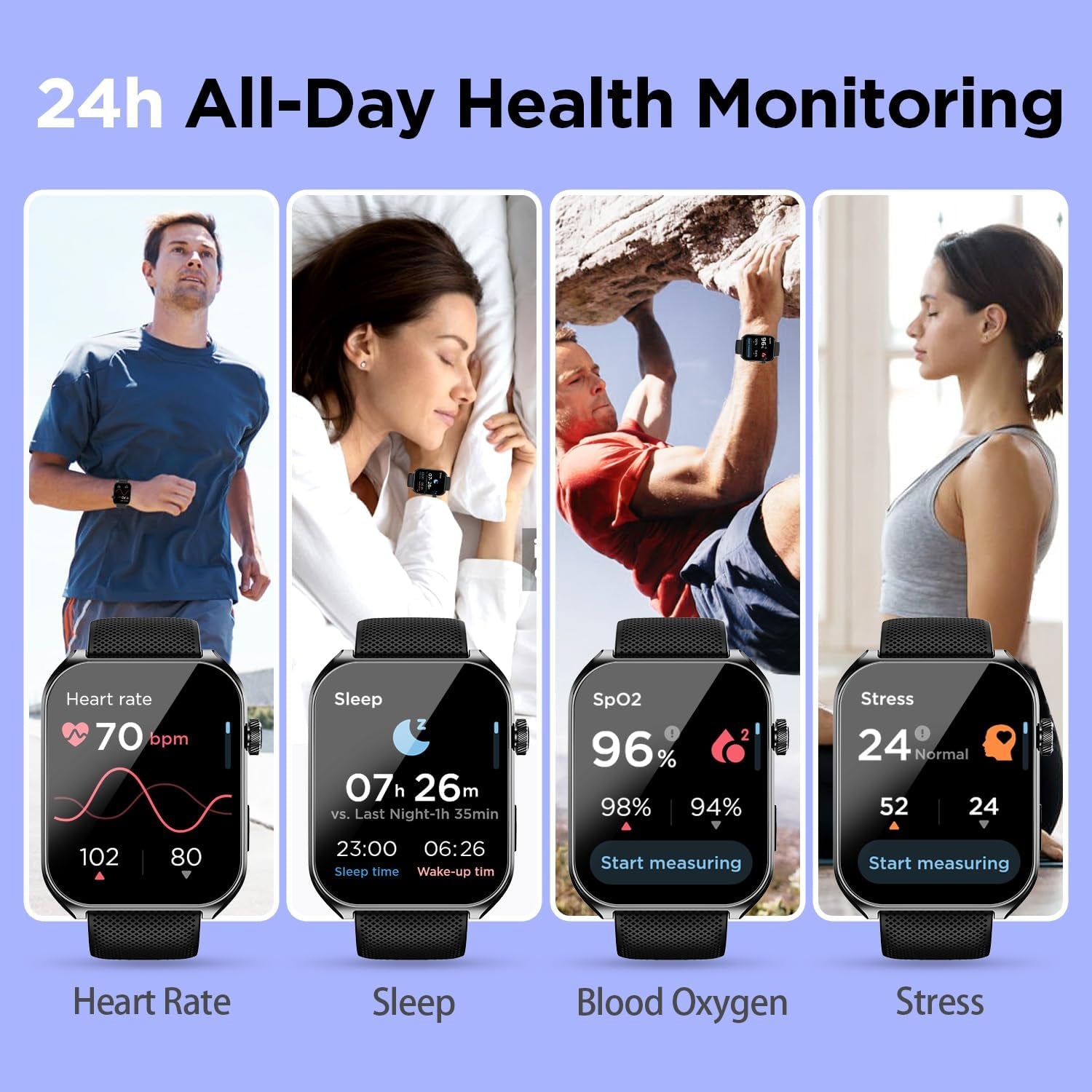 Smart Watches for Men (Answer/Make Calls),2.04" AMOLED Curved Display,140+ Sport Modes,Mens Fitness Watch for Android & Iphone,Mens Smart Watch with Heart Rate/Sleep/Spo2 Monitor,Ip68 Waterproof,Black
