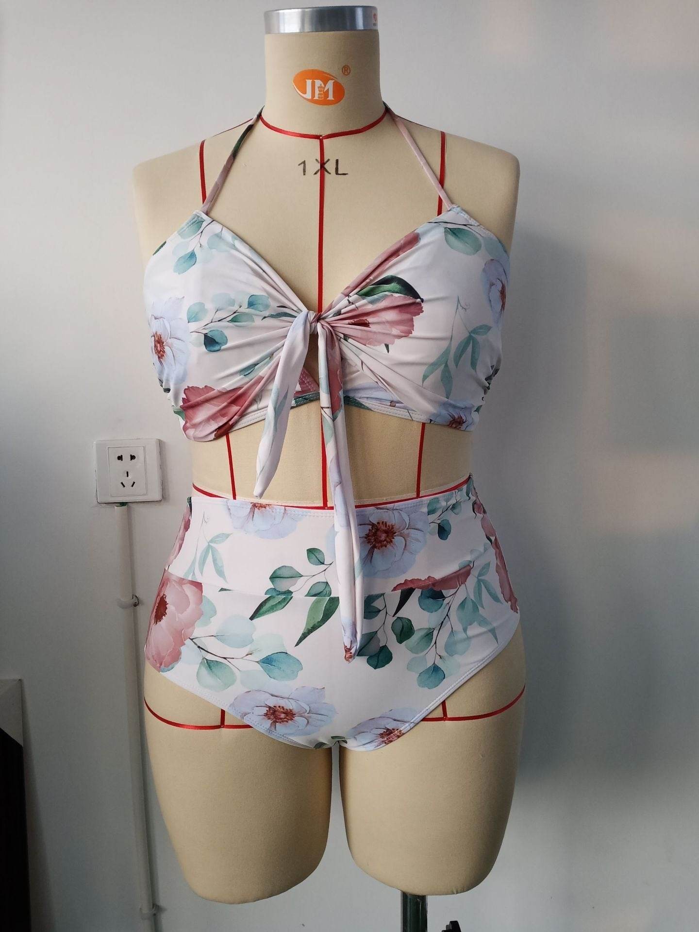Push Up Split Plus Size Women's Bikini Print