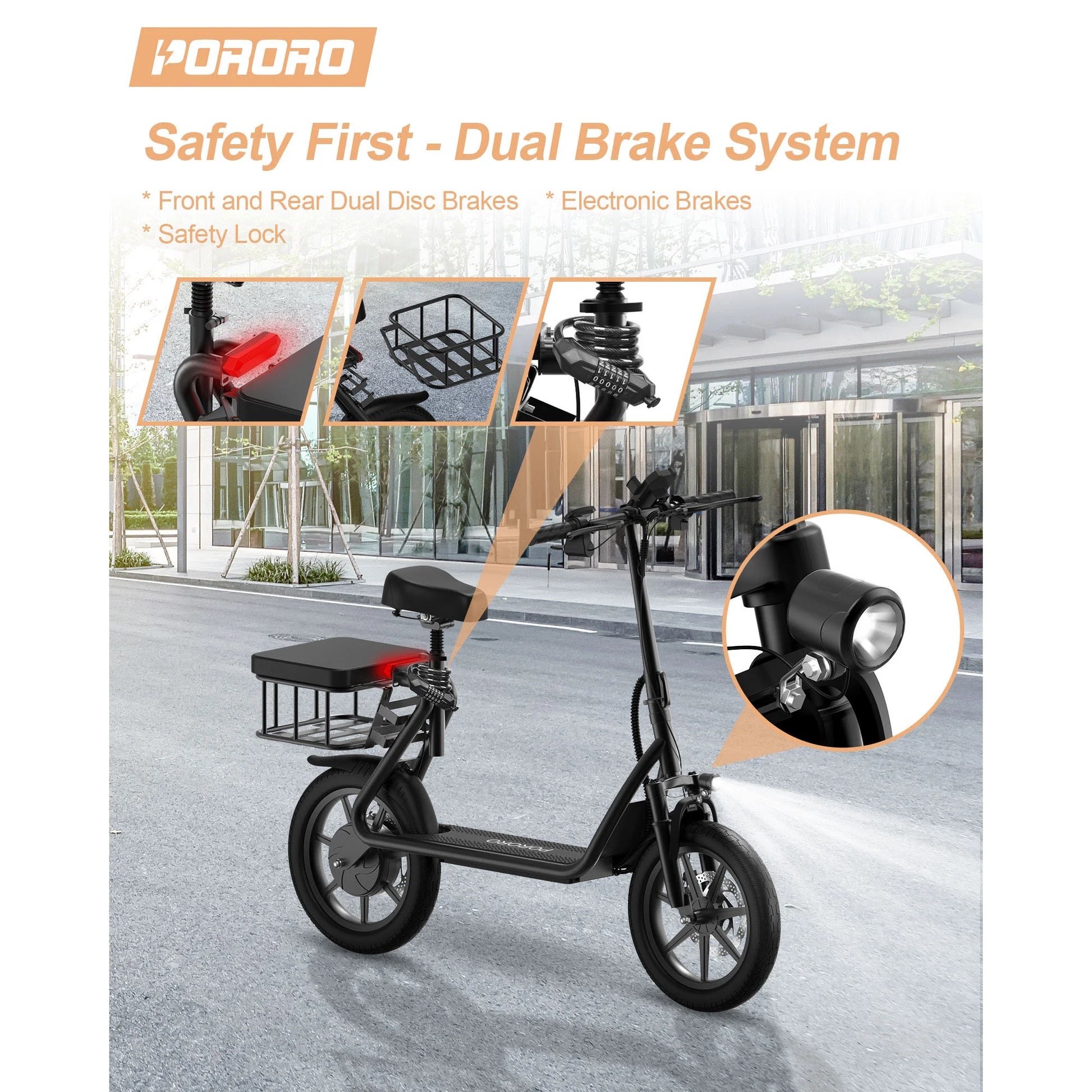 Electric Scooter for Adults, Max 25 Miles Range, with 14" Tires, 500W, 22MPH, Black