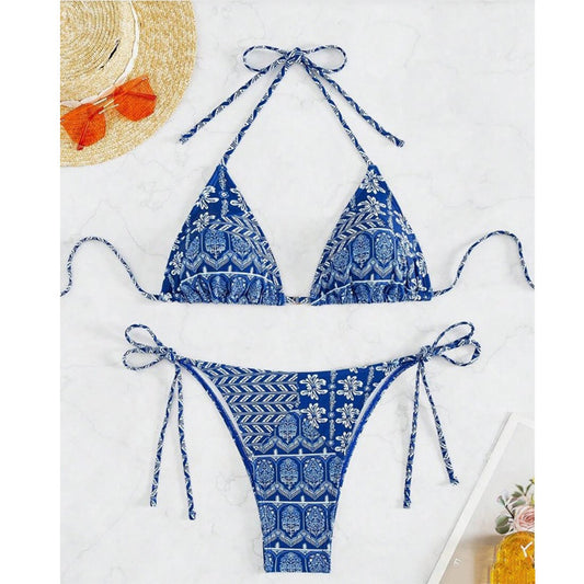 Split Bikini Swimsuit - Printing & Stitching Details