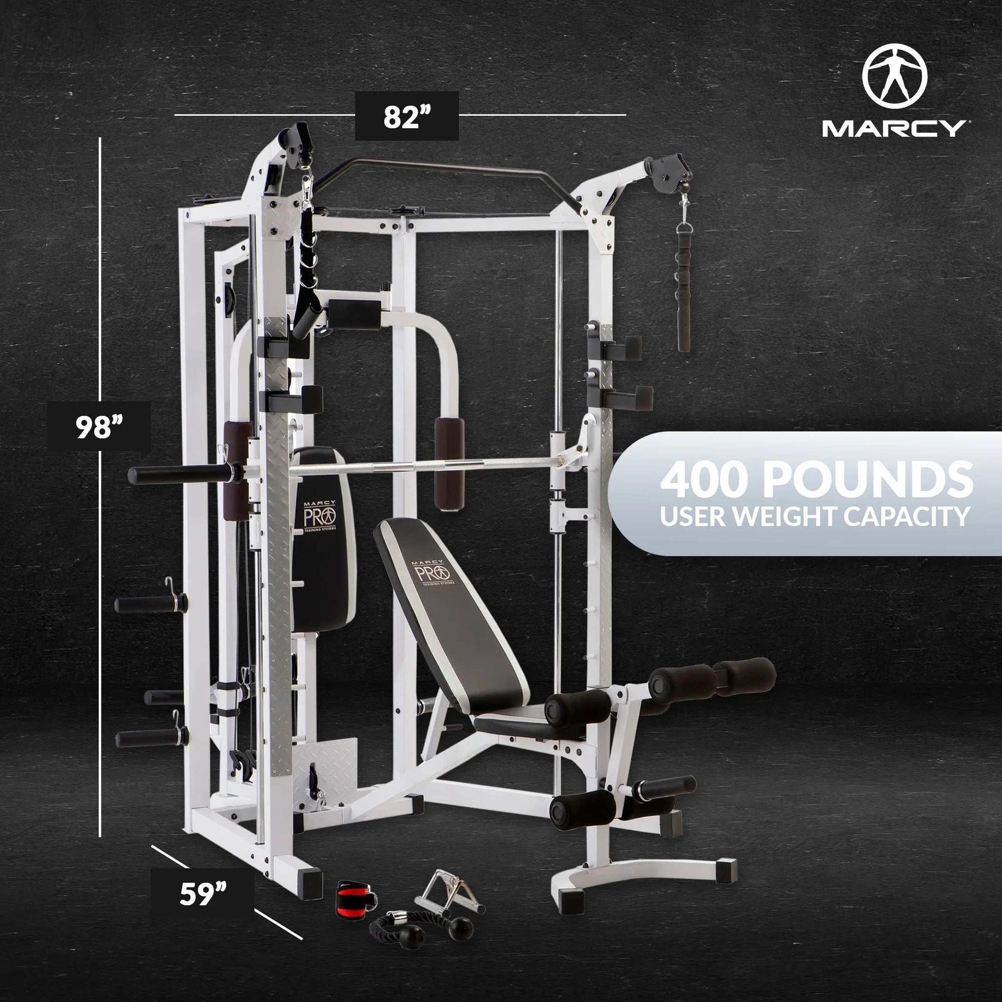Combo All-in-One Home Gym Equipment for Full Body Workout - White -