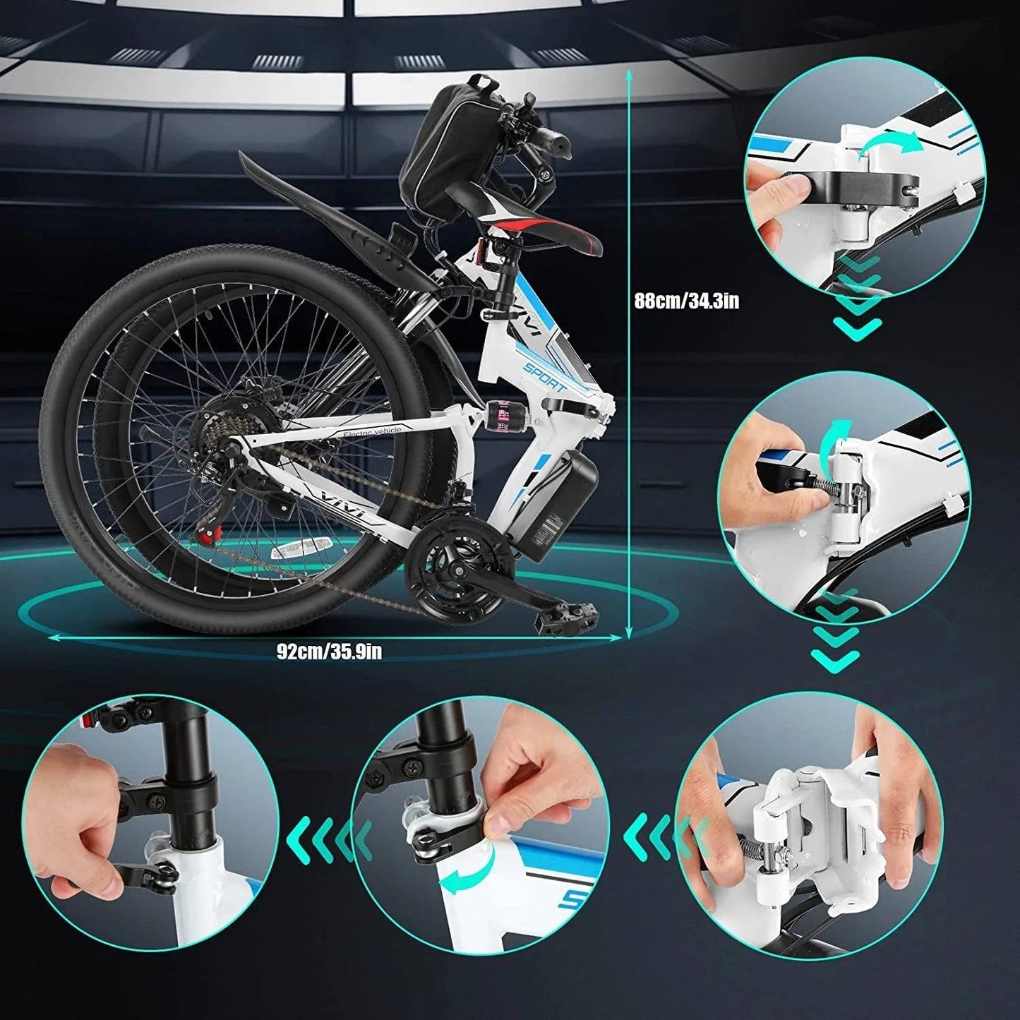 Electric Bike 26" Folding Electric Mountain Bike 26' for Commuting and Adventure -