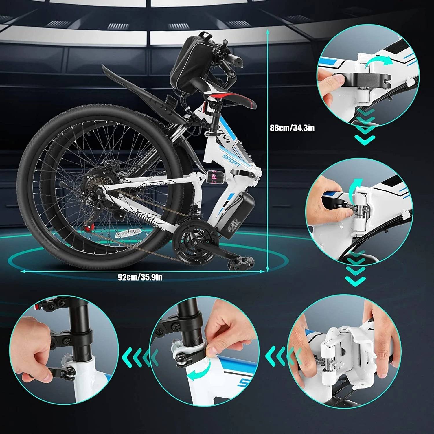 Electric Bike 26" Folding Electric Mountain Bike 26' for Commuting and Adventure -