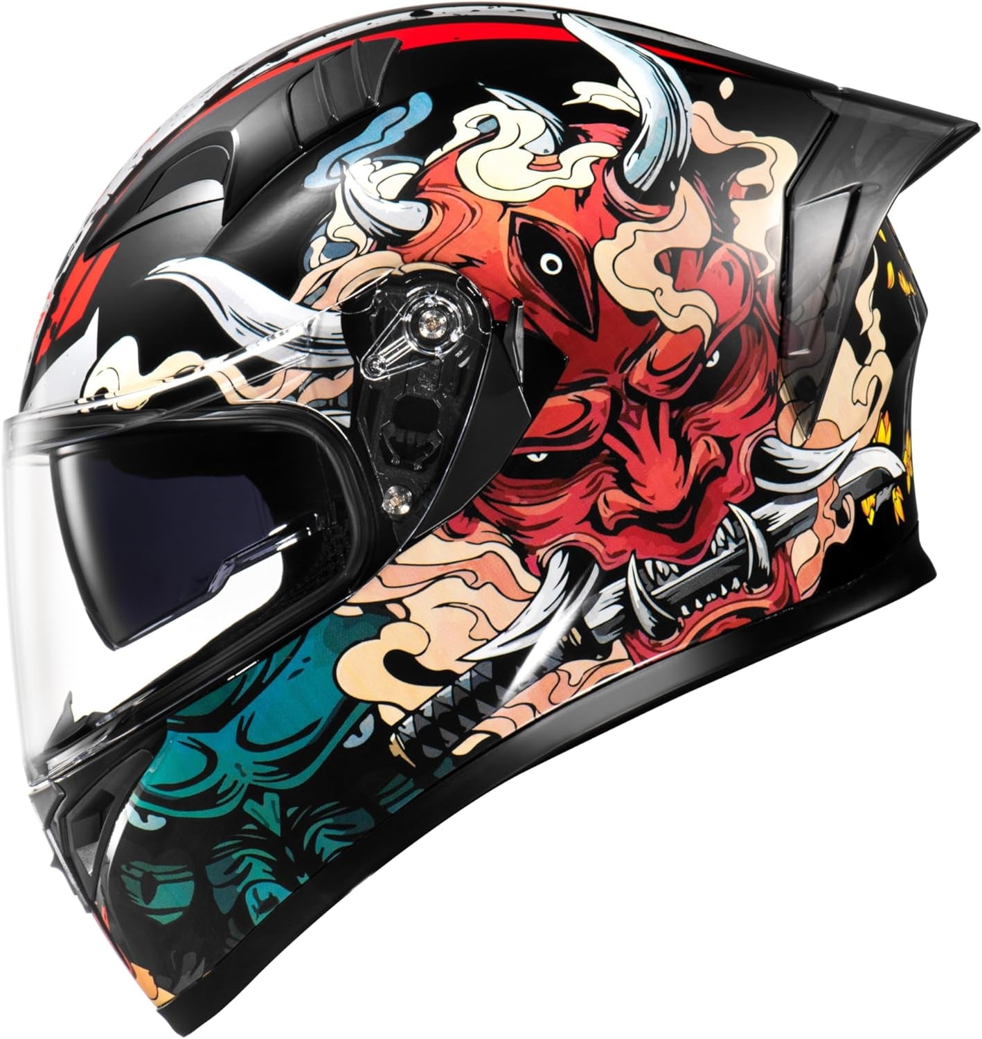 Full Face Motorcycle Helmet with Internal Tinted Visor & DOT Approved for Moped ATV Cruiser Scooter (Matt Red, Large)