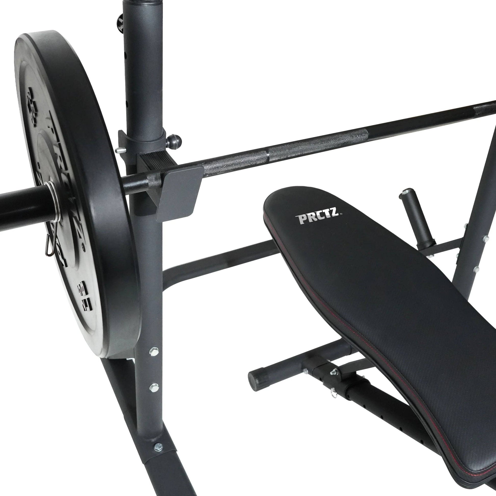 Weight Bench with Squat Rack - Foldable FID Bench with Weight Storage Solution -
