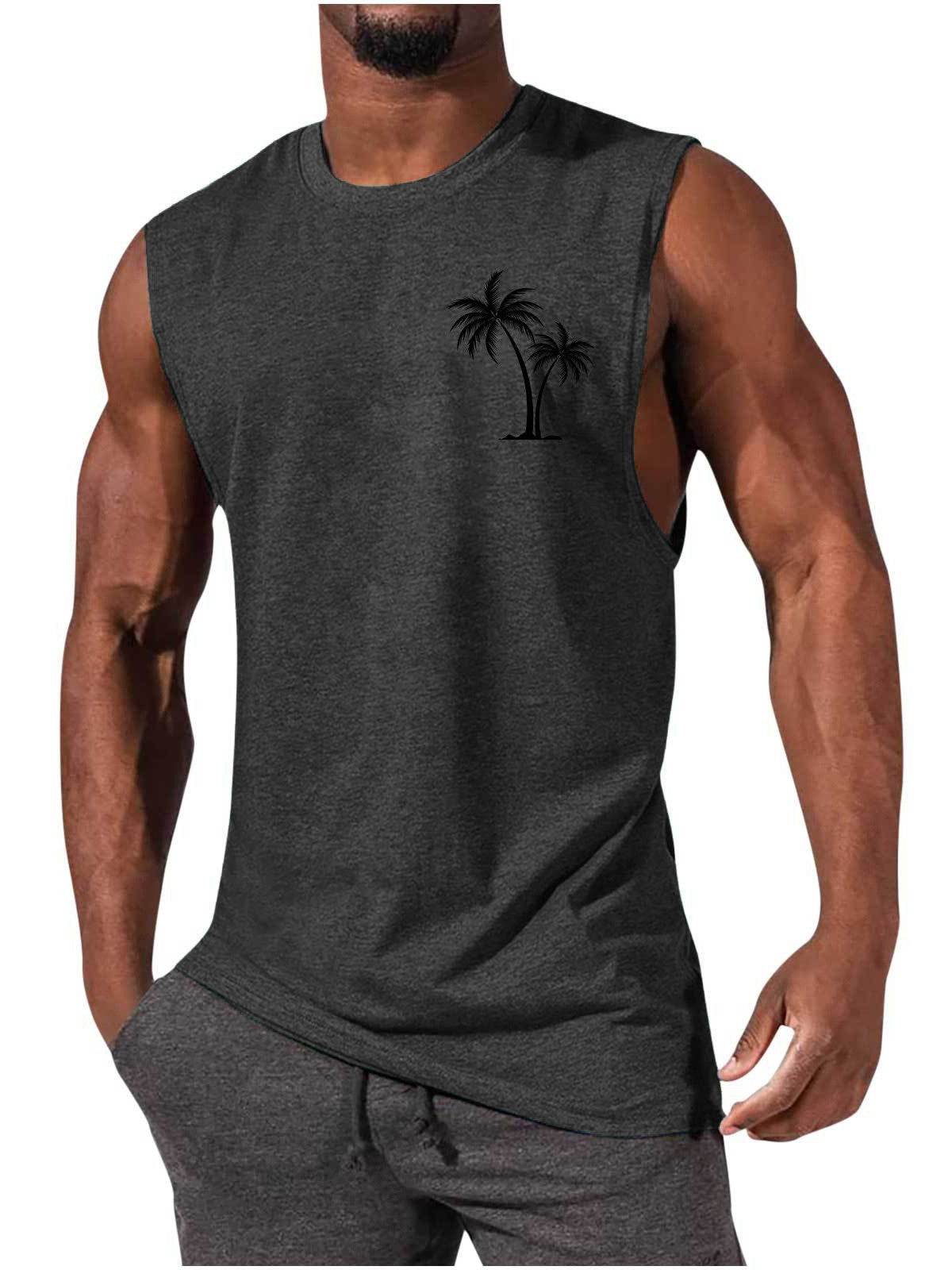 Coconut Tree Embroidery Vest - Summer Beach Tank Tops for Workout - HOPE Athlete Apparel and Wellness