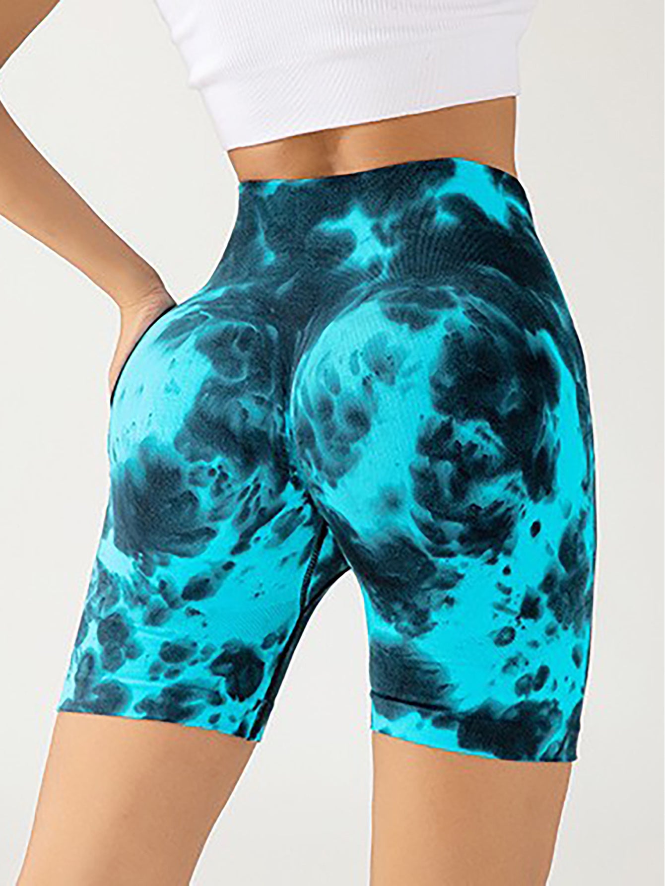 3 Pack Tie-Dye High-Waisted Butt-Lifting Yoga Shorts - Women's Sports Workout Leggings