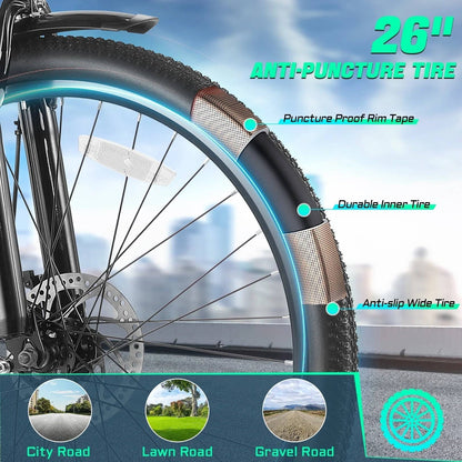 Electric Bike for Adults - 48V Electric Bicycle, 19.8Mph Cruiser Ebike -