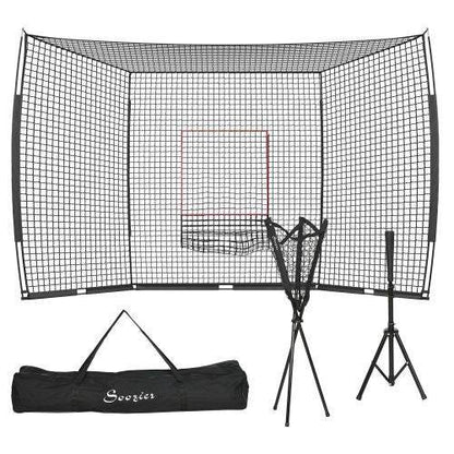 Baseball Practice Net with Strike Zone, Tee, Caddy, and Carry Bag -