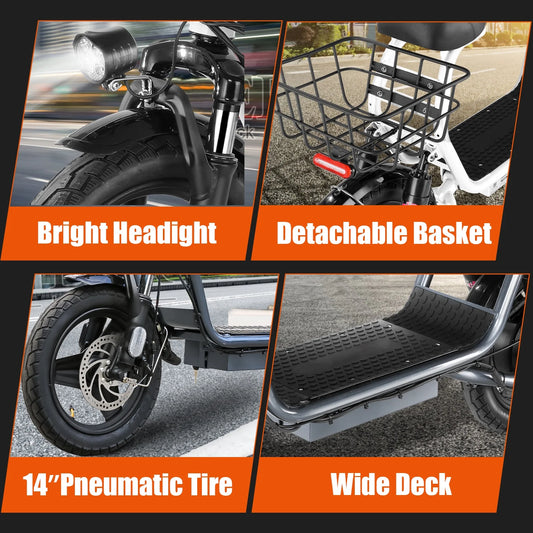 Peak 819W Electric Scooters for Adults, 25 Miles Range, 20MPH Top Speed, Foldable Electric Scooter with Seat, Dual Shock Absorbing Electric Bike for Commuting