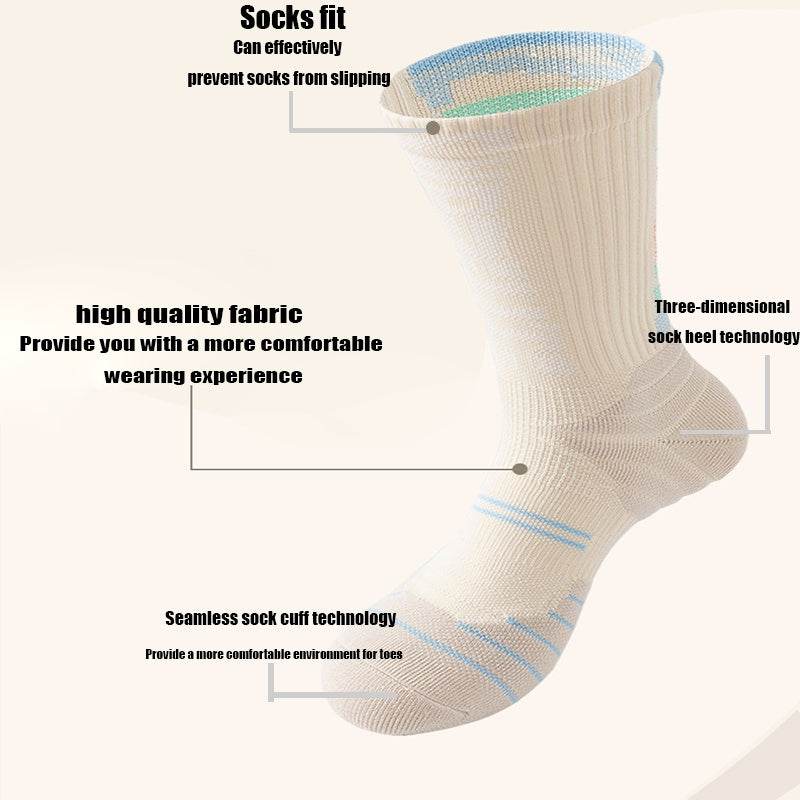 9 Pairs Men Compression Crew Running Socks Athletic Socks  With Cushion Work Hiking Basketball Sport Socks Anti-odor And Anti-slip For Running Fitness Hiking And Cycling