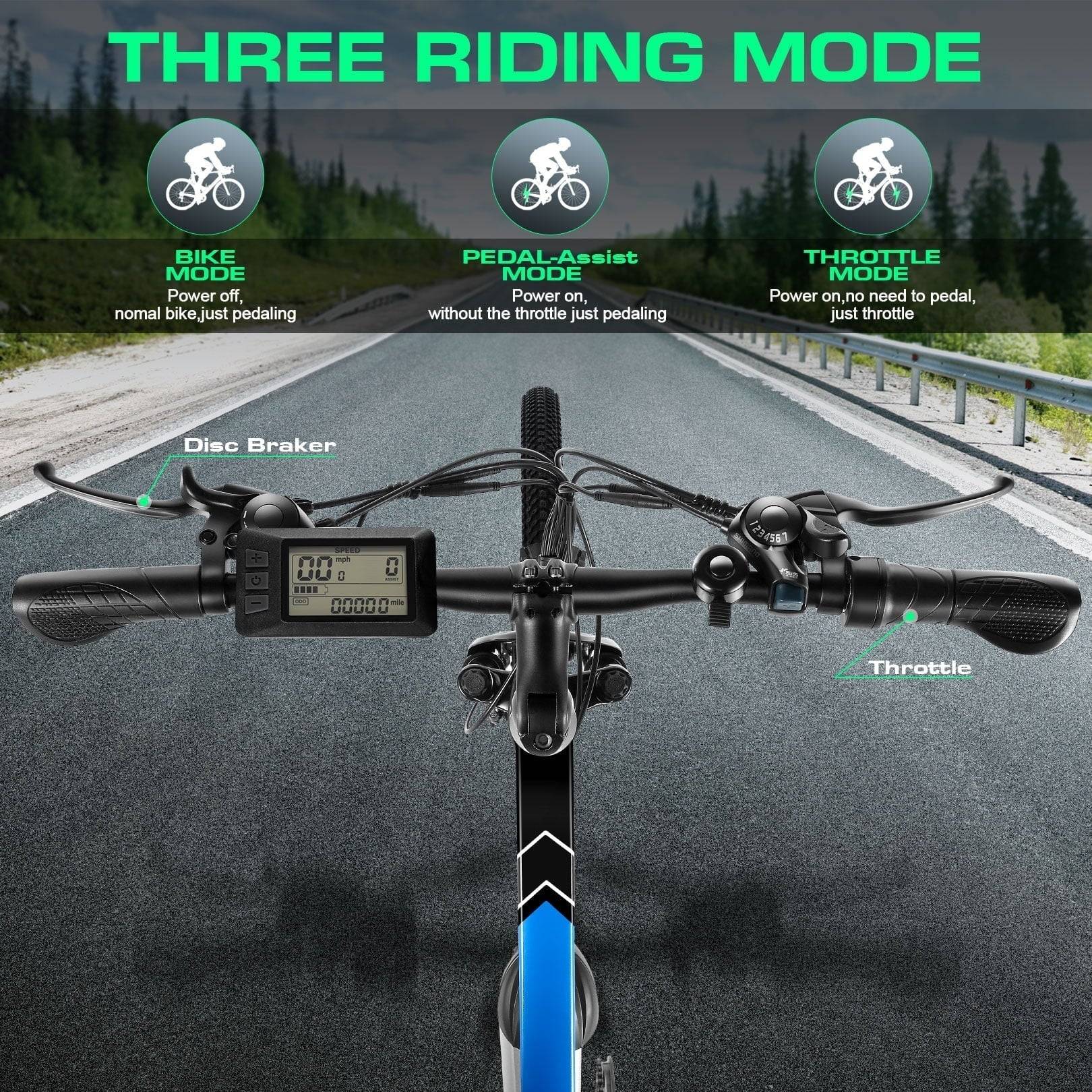 Electric Bike 26" Adult Electric Mountain Bike 48V 500W Hardtail Electric Commuter Bike 21 Speed with Cruise Control up to 19.8MPH, UL2849 Certified -