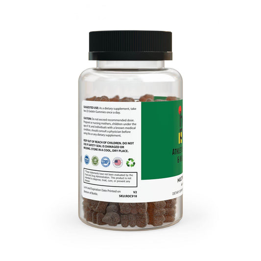 Printify adult multivitamin gummies bottle showing label and brown gummy supplements inside