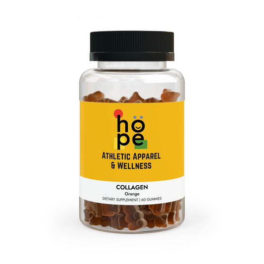 HOPE Athlete Apparel and Wellness collagen gummies for glowing skin in orange flavor dietary supplement