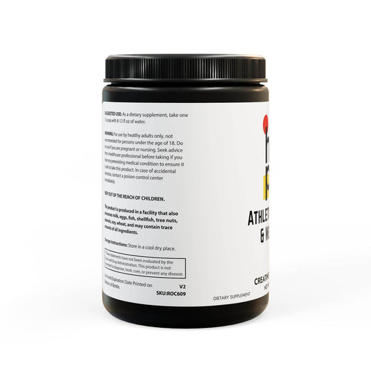 Printify muscle building supplements for gym in black container with white label dietary supplement