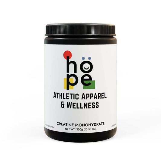 Container of creatine monohydrate muscle building supplements for gym by Printify with athletic apparel branding
