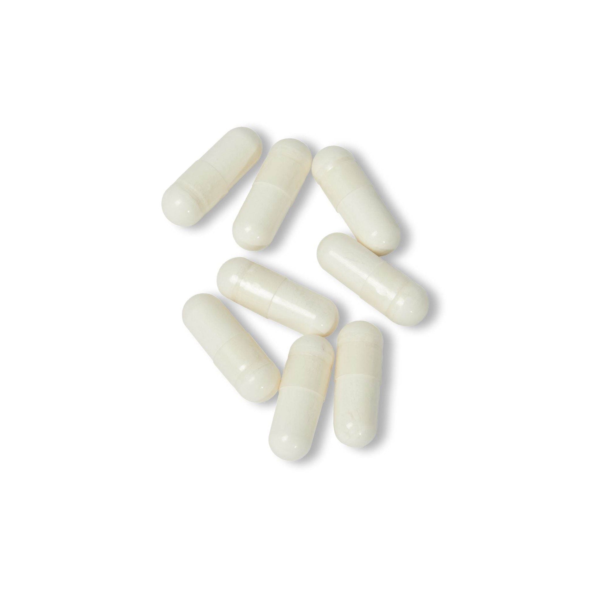 White capsules of muscle function support supplement for enhancing muscle health and performance