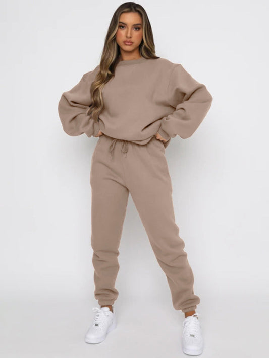 Women's New Pullover Long Sleeve Trousers Sweater Suit