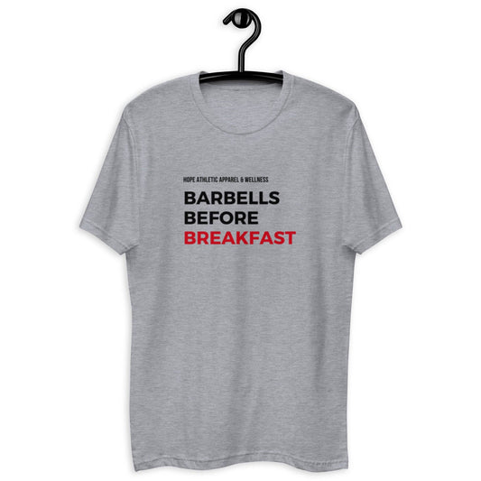 Men's Fitness T-Shirt - Barbells Before Breakfast for Active Lifestyles -